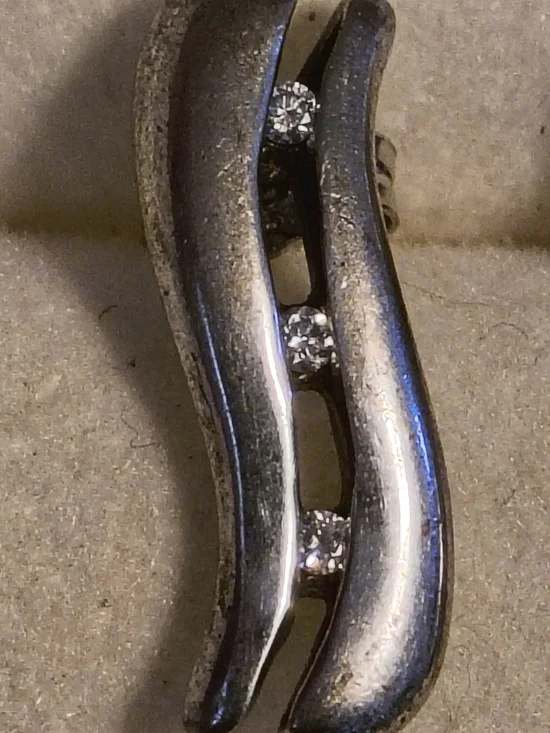 Elegant Sterling Silver Wave Earrings with Diamond Accents Signed 00.03 925 - Picture 3 of 11